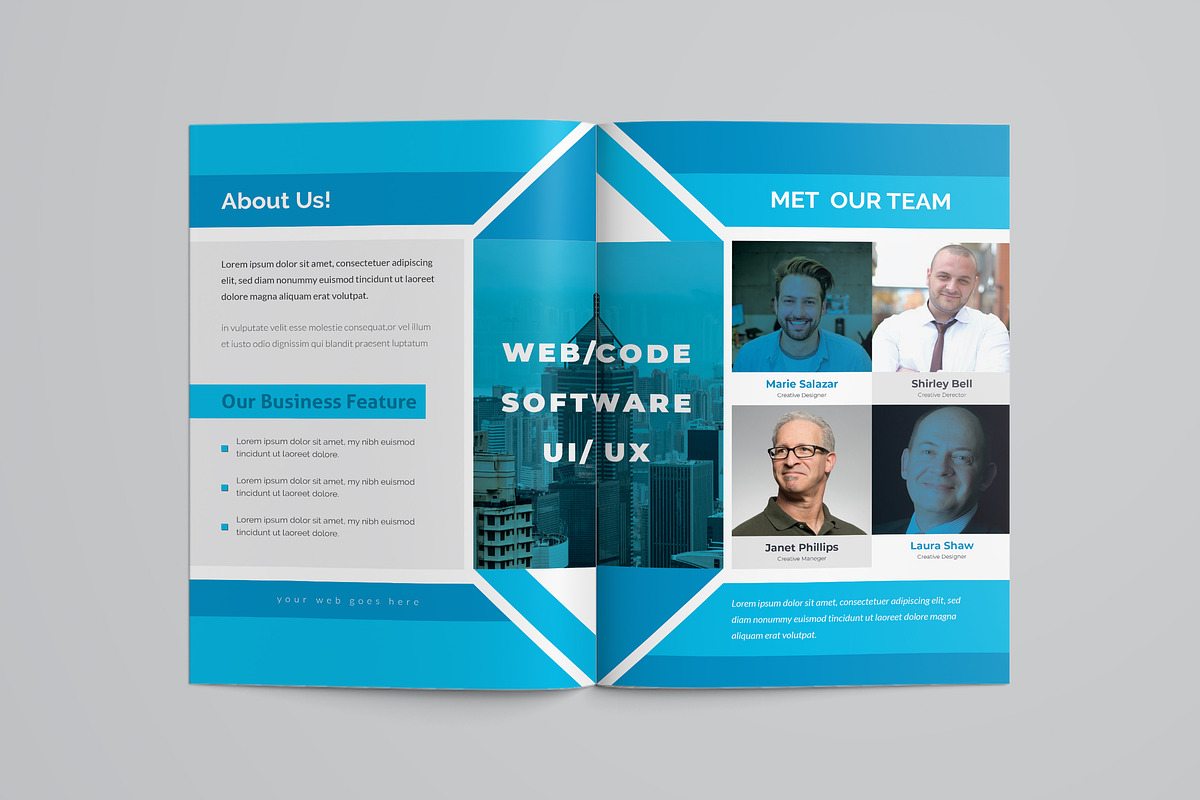 Blue Abstract Bifold Brochure, a Brochure Template by ZAAS