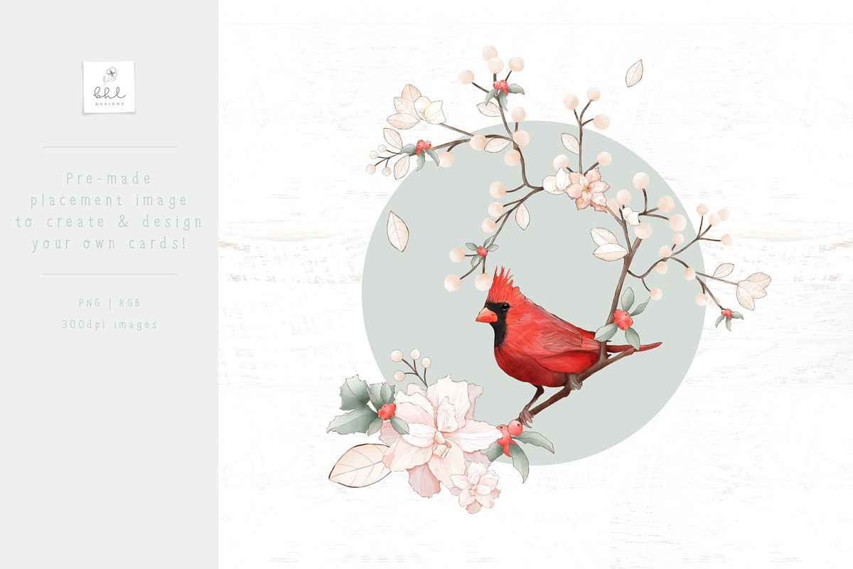 Red Cardinal Christmas - Mint, a Pattern Graphic by bhldesigns (Photo 14 of 16)