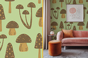 Woodland Mushrooms pattern & clipart, a Seasonal Illustration by Carpet Tapete Pretzel (Thumbnail 10 of 13)