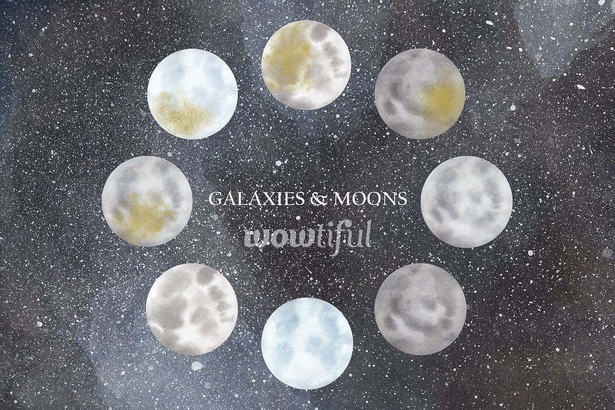 20% OFF! Watercolor Galaxies & Moons, an Object Graphic by Chus Moreno Studio (Photo 3 of 9)
