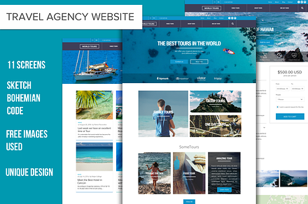 TravelAgency Sketch Website Template
