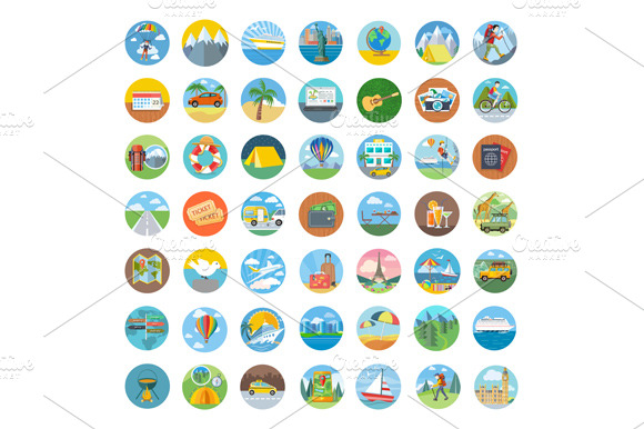 Set Of Travel Icon Flat Design