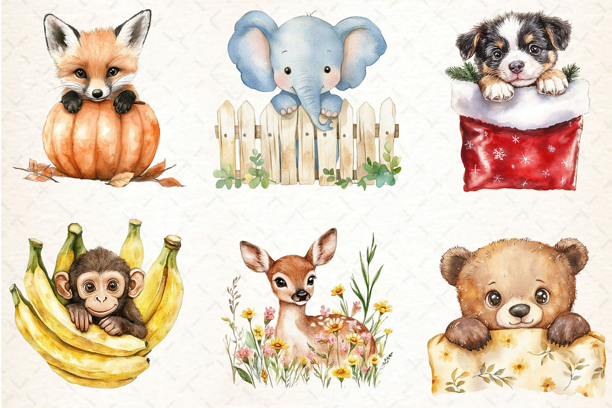 Funny Cute Animal Peeking Clipart, an Illustration by DreamCafeArt (Photo 5 of 6)