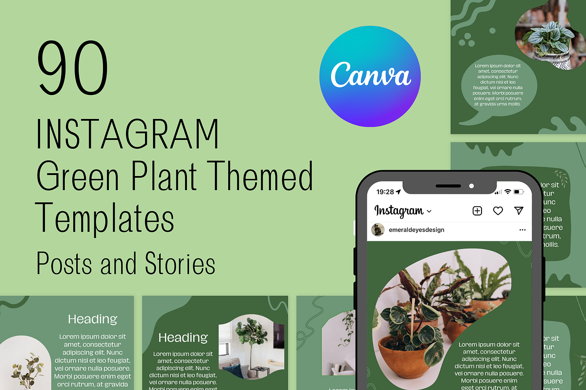 90 Canva Green Plant Theme Instagram, a Social Media Template by Emerald Eyes Design (Photo 3 of 4)