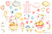 Nursery elephants Watercolor clipart, an Animal Illustration by UlitkaStudio (Thumbnail 2 of 7)