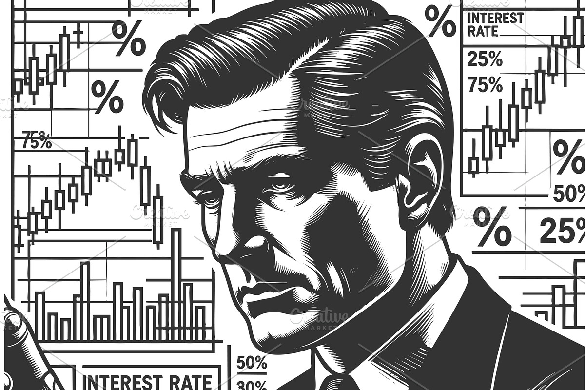 economist analyzing interest rate, a Person Illustration by AlexArt