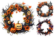 Halloween Wreath Sublimation Clipart, a Seasonal Illustration by Creative Arslan (Thumbnail 4 of 8)