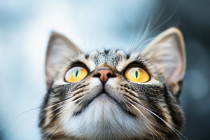 Portrait of a curious tabby cat, a Photo by Pavel_design