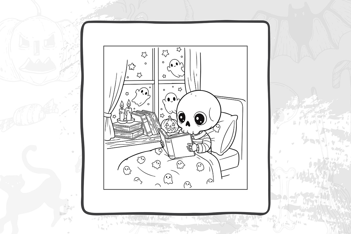 Cute Halloween Coloring Pages, an Illustration by DesignDevisers (Photo 3 of 9)