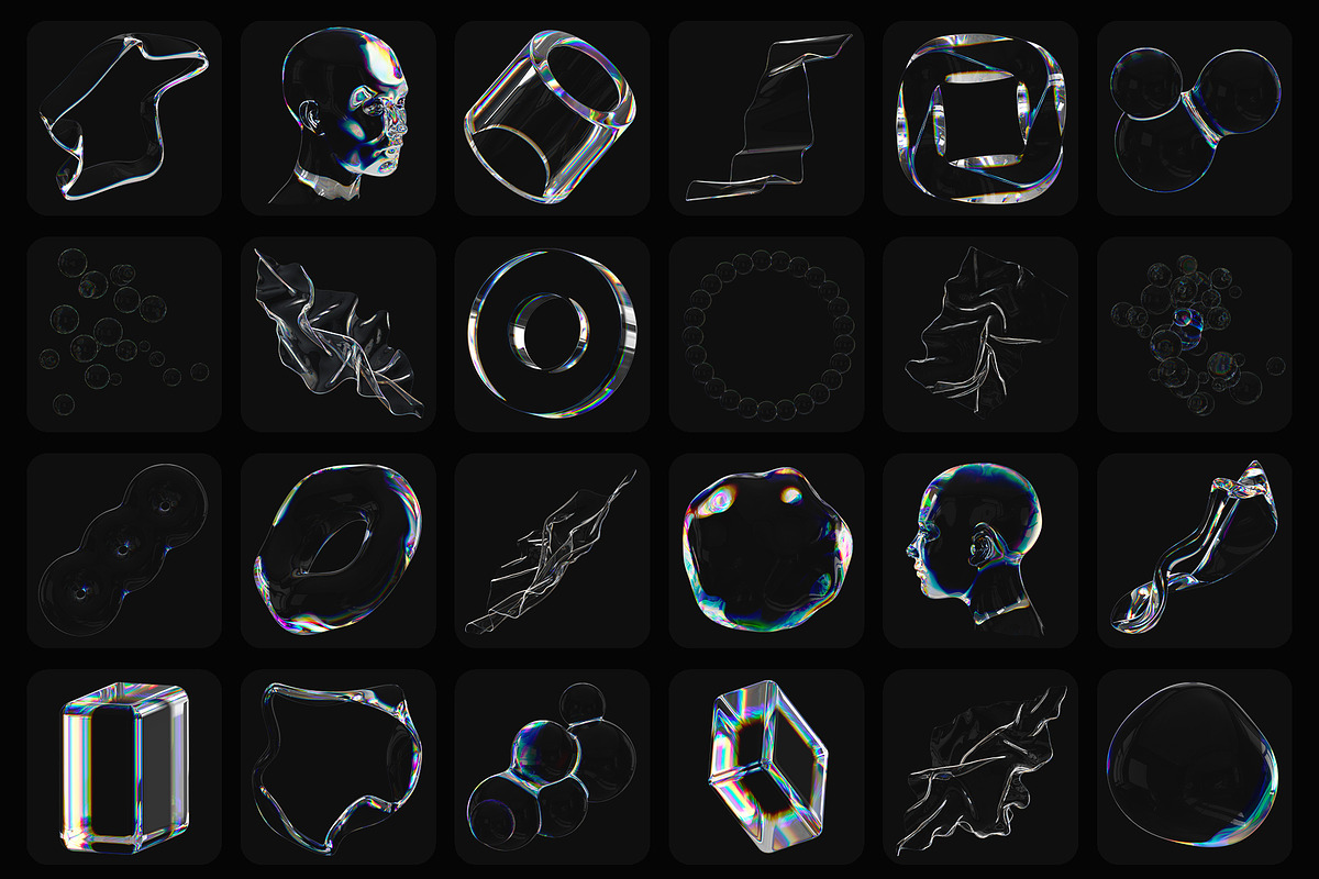3D Dispersion Glass Shapes Vol2, a Graphic by LarysaZabrotskaya (Photo 6 of 16)