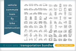 Transportation 6-pack icon bundle