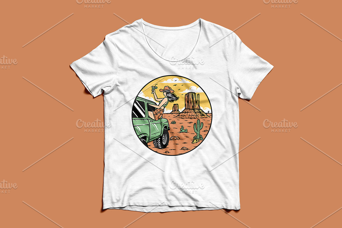 woman with her car in the desert, a Person Illustration by gunaonedesign (Photo 3 of 5)