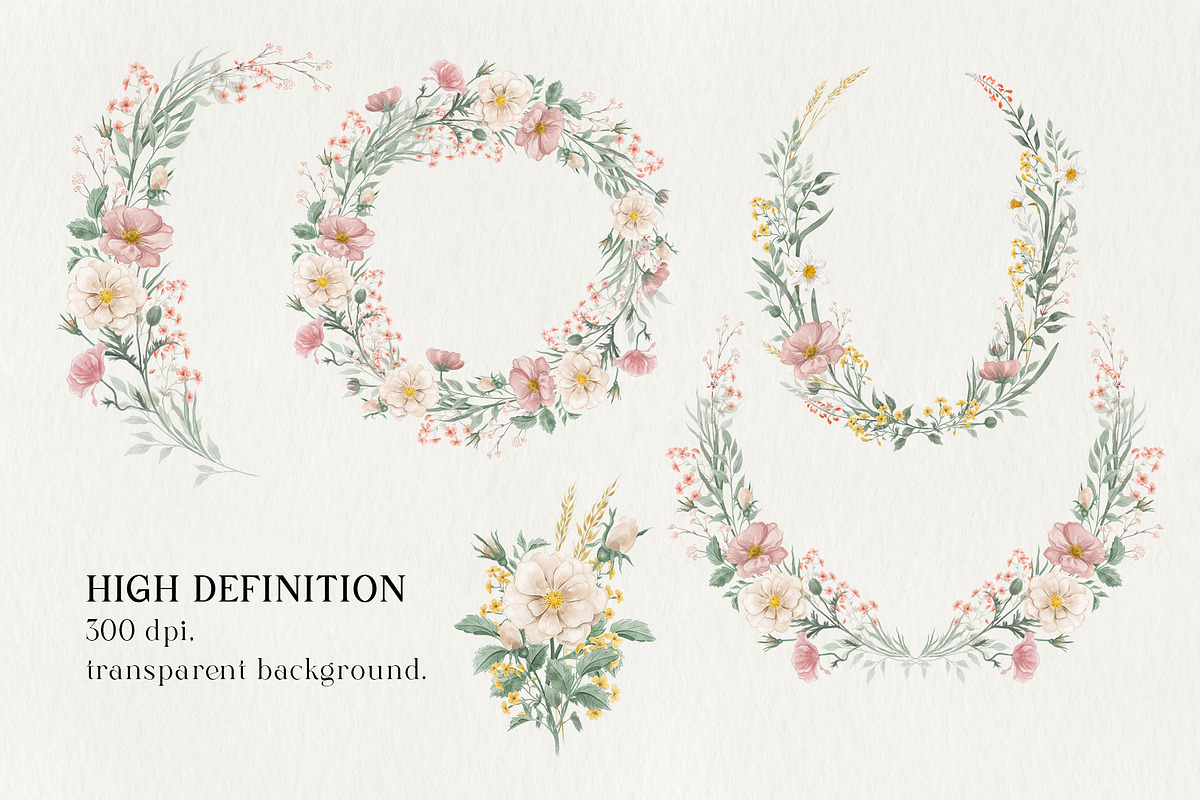 Wild Flowers Watercolor Wedding Set, an Invitation Template by Garden in frame (Photo 2 of 5)