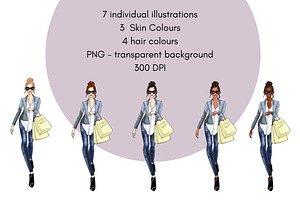 Shopping Girls 4 Fashion Clipart Set