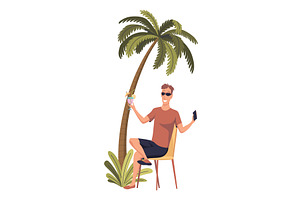 Man Freelancer in Summer on, an Object Illustration by Things for designers