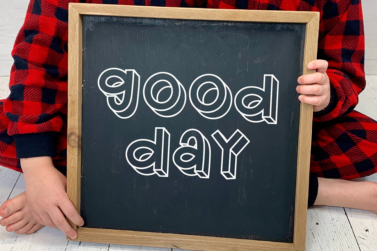 Hello Outline - Cute Outline 3D Font, a Handwritten Font by Airotype (Photo 2 of 9)