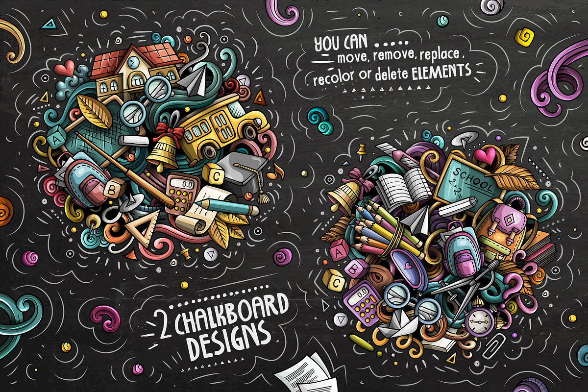 School Cartoon Doodle Big Pack, a Decorative Illustration by BALABOLKA (Photo 4 of 13)