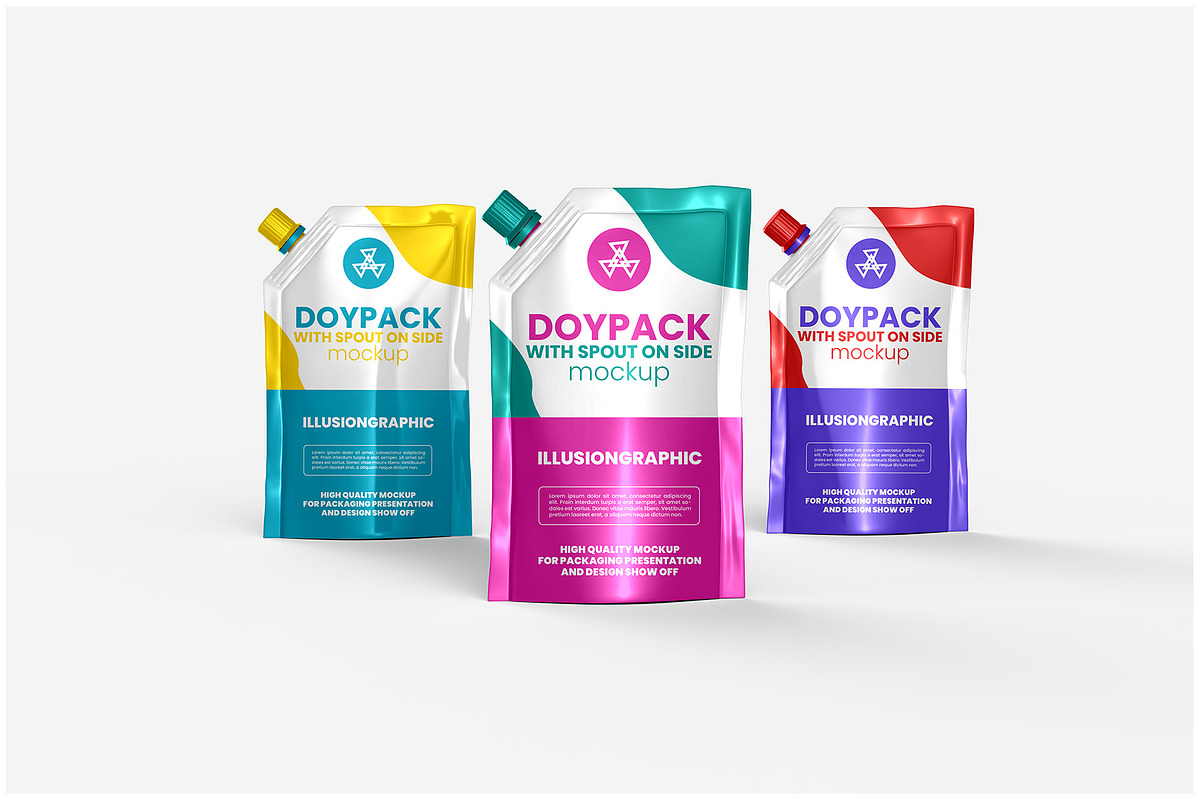 Doypack with Spout on Side Mockup, a Packaging Mockup by Illusiongraphic (Photo 11 of 25)