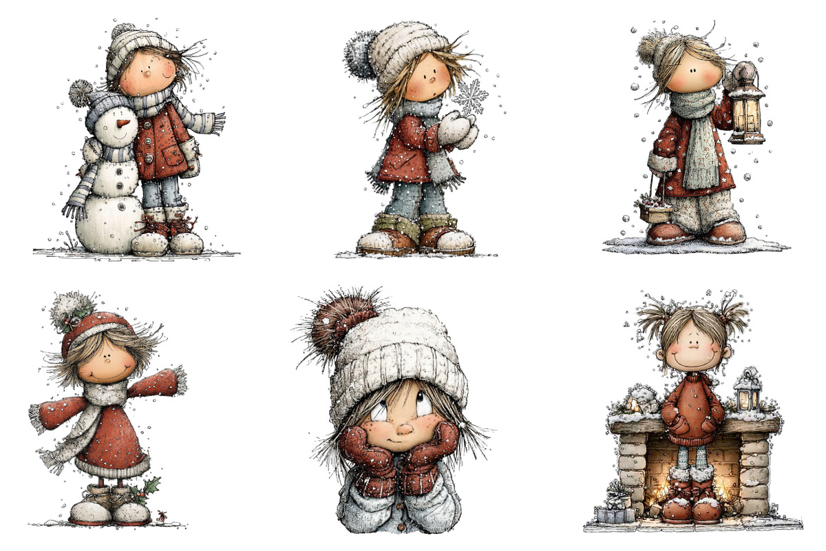 Whimsical Christmas Girl Clipart, an Illustration by designcity5 (Photo 4 of 5)