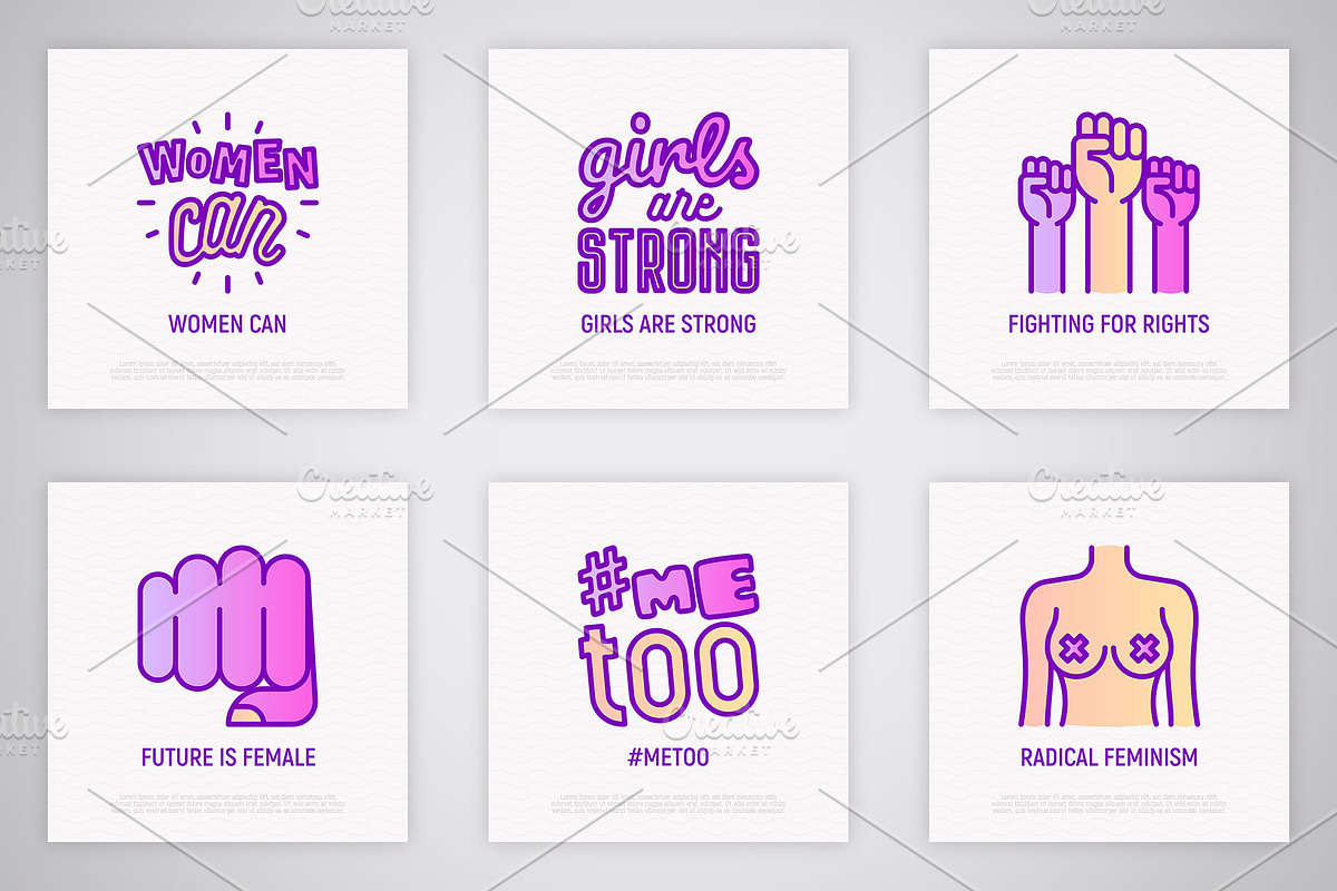 Feminism | 16 Thin Line Icons Set, an Outline Icon by Alex Blogoodf (Photo 6 of 11)