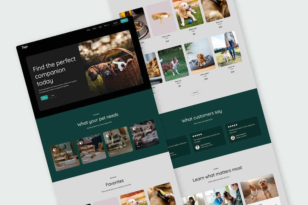Pets Shop - Landing Page Template, a Landing Page Template by RPWDS (Photo 2 of 3)