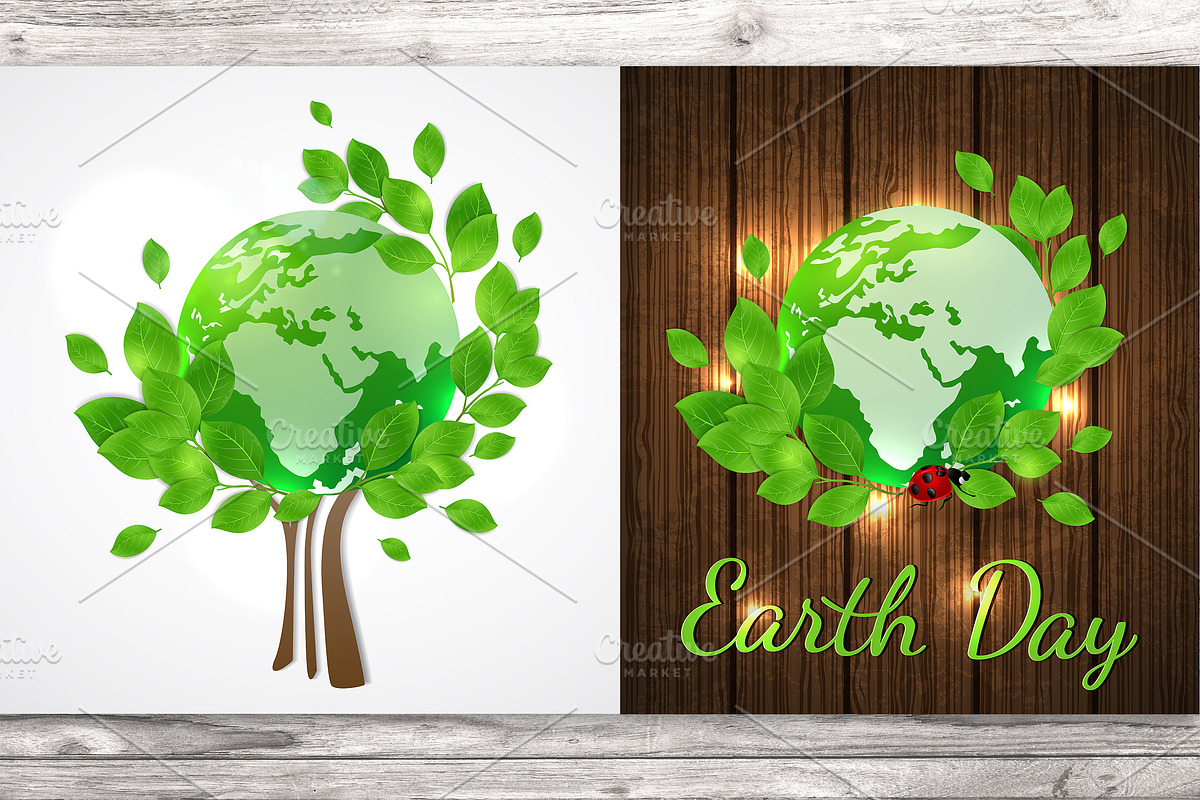 Planet Earth and Green Tree, a Seasonal Illustration by Artspace