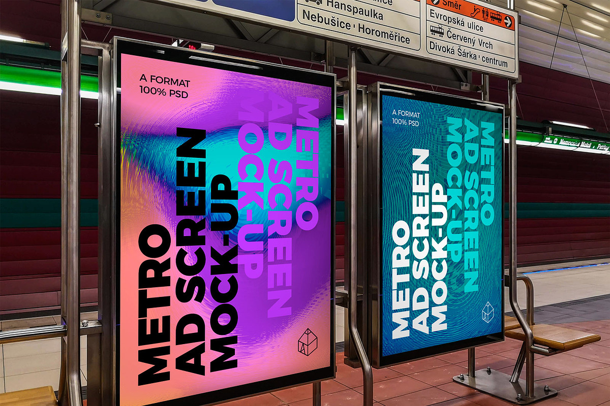 Metro Ad Screen Mock-Ups 7 v1, an Advertising Mockup by Graphic Shelter (Photo 2 of 3)