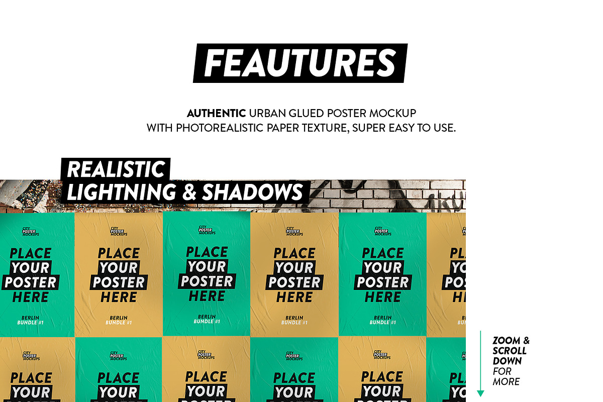 Glued Urban Poster Series Mockup, a Print Template by City Poster Mockups (Photo 2 of 3)