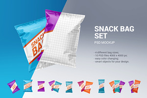 Snack Bag Set Mockup