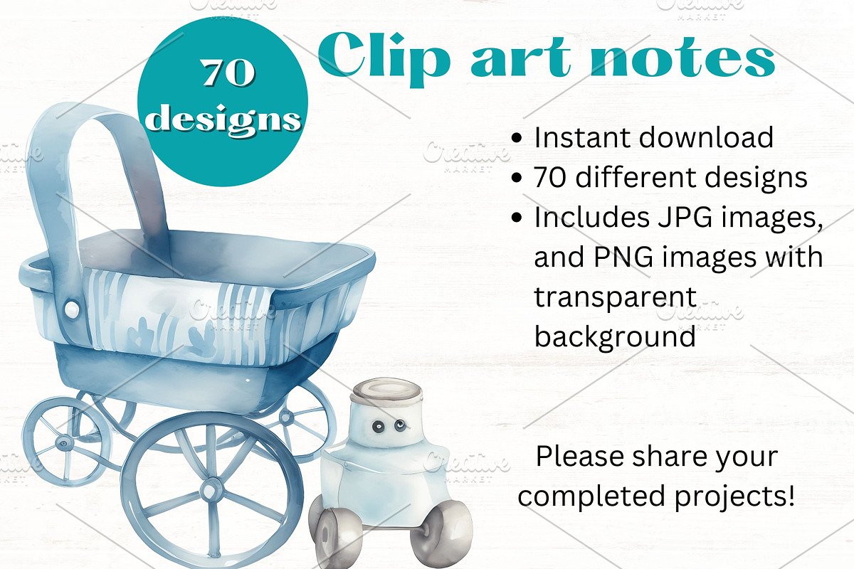 Baby Boy Blue Boho nursery clipart, a Person Illustration by Mermaids Cove (Photo 10 of 10)