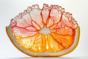 Cross section of a juicy orange, a Photo by Pavel_design