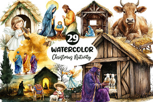 Christmas Nativity Sublimation Clipa, an Illustration by Dream Creation