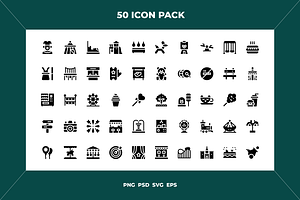 Amusement park icons, an Outline Icon by Wencory