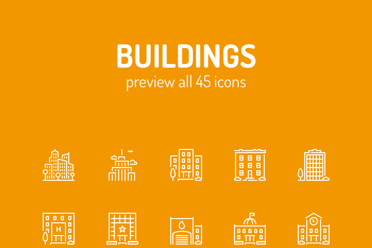 Buildings Line Icons, an Outline Icon by PixelBazaar (Photo 2 of 2)