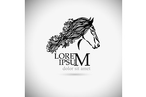 Horse head abstract. hand drawing, an Animal Illustration by Nenahliadava Design