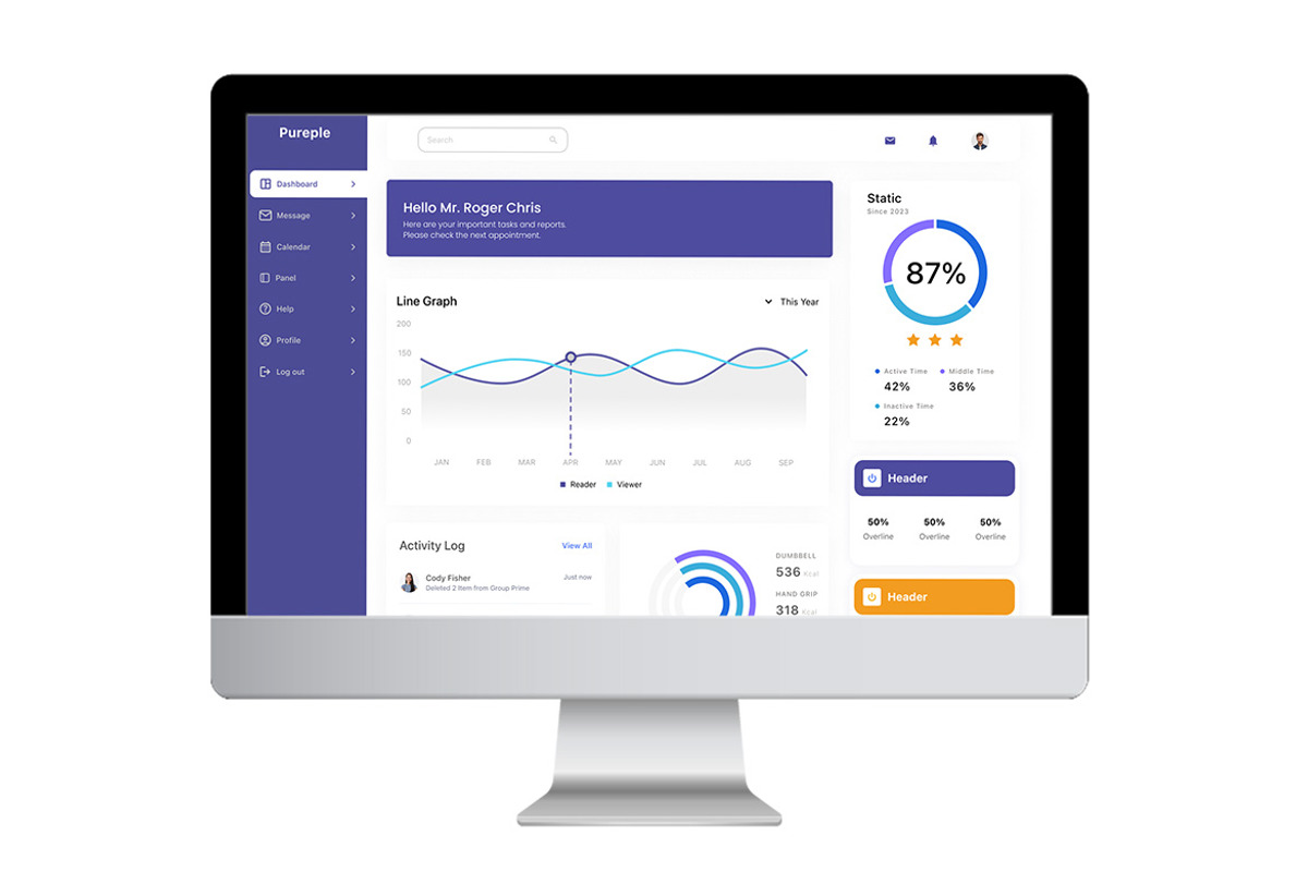 Pureple - Activity Dashboard UI Kits, an UI Kit Template by ENATIVE (Photo 4 of 5)