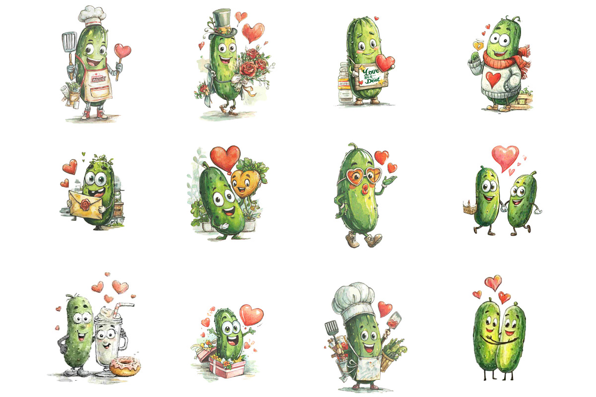 Pickle Valentine Clipart, an Illustration by Designking (Photo 2 of 5)