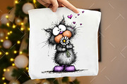 Valentine Cat Holding Flower Clipart, an Illustration by OK Design (Thumbnail 5 of 6)