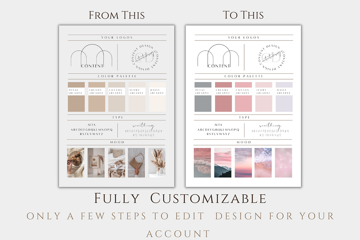 Branding Mood Board Canva Template, a Stationery Template by BRANDcontent (Photo 5 of 6)