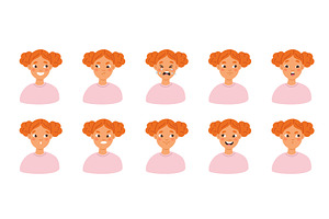 Girl emotions. Funny red haired, a Person Illustration by YummyBuum