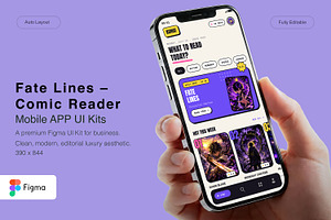 Fate Lines – Comic Reader Mobile App, an UI Kit Template by Pitchlook.Studio