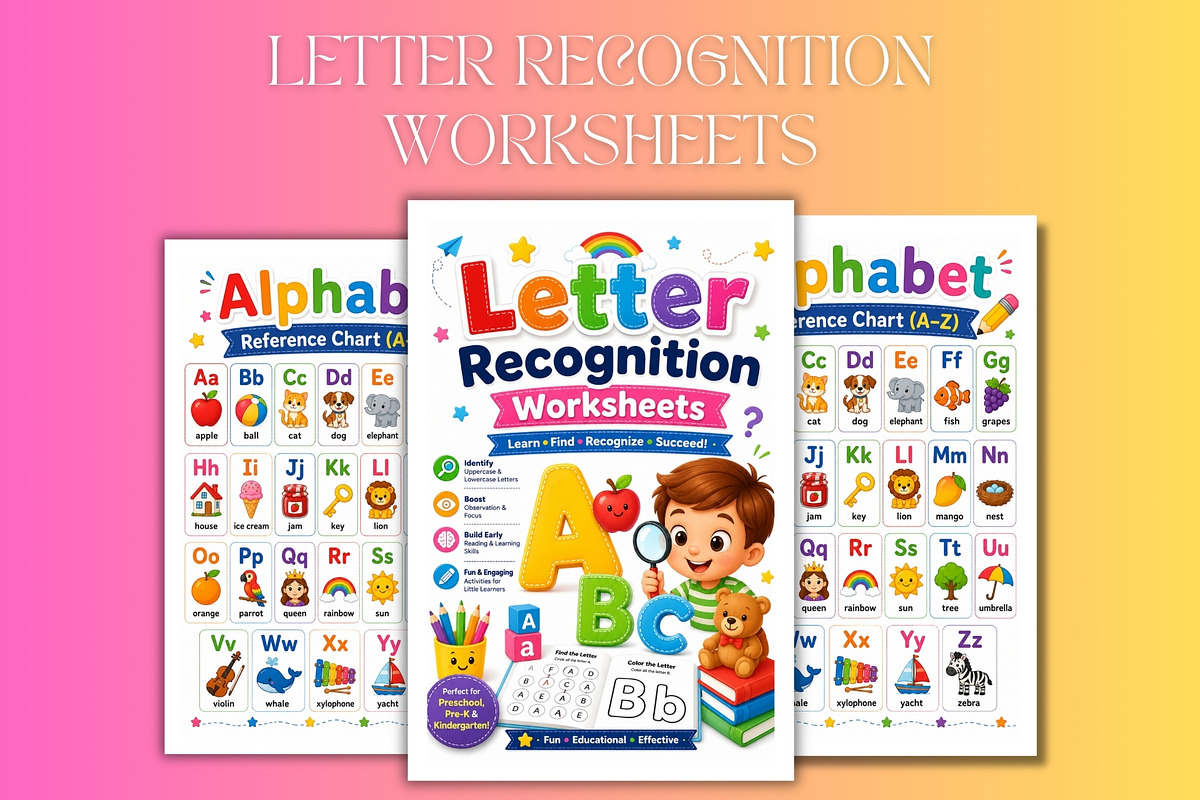 Letter Recognition Worksheets, a Stationery Template by Designmela01 (Photo 3 of 6)