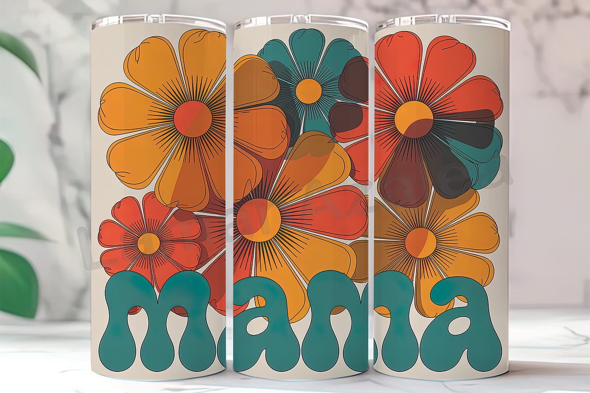 Retro Mama Floral 20oz Tumbler Wrap, an Arts & Entertainment Photo by LamanAzalea (Photo 1 of 2)
