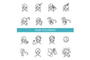 Hair Coloring and Styling Process, an Outline Icon by Tettygreen