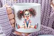Funny Cartoon Quirky Girls Clipart, an Illustration by CraftArtStudio (Thumbnail 5 of 6)
