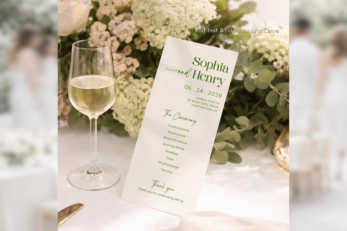 Minimal Wedding Program Canva bd006, a Card Template by TyphoonStudio (Photo 5 of 10)