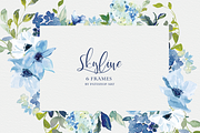 Watercolor Blue Florals Clipart Set, a Decorative Illustration by Patishop Art (Thumbnail 7 of 14)