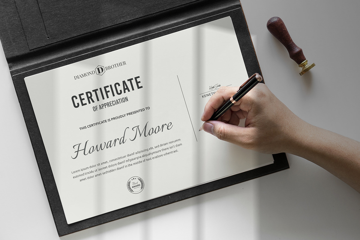 Clean Certificate Template, a Stationery Template by ResumeDevisers (Photo 6 of 6)