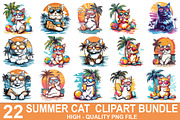 Cute Cat on the Beach Clipart Bundle, an Illustration by crative8112 (Thumbnail 1 of 9)