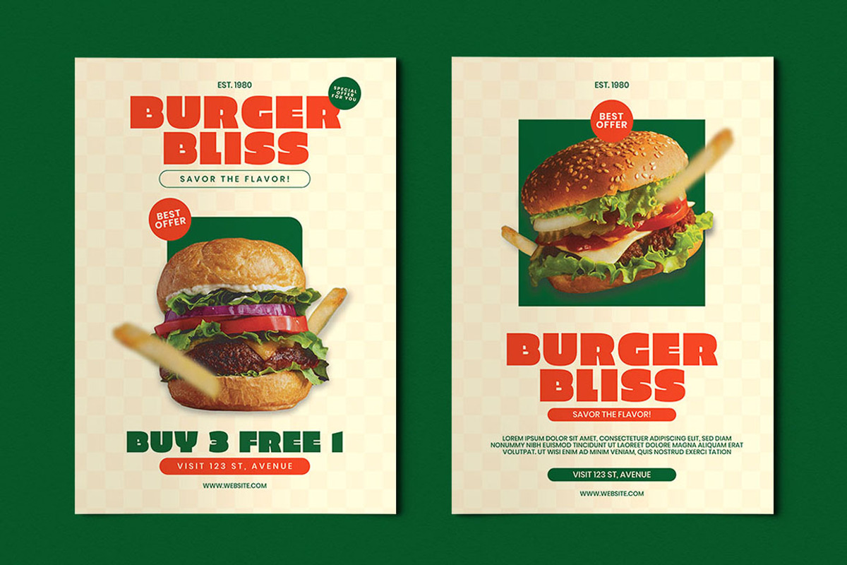 Burger Restaurant Retro Style, a Flyer Template by Attype (Photo 3 of 4)